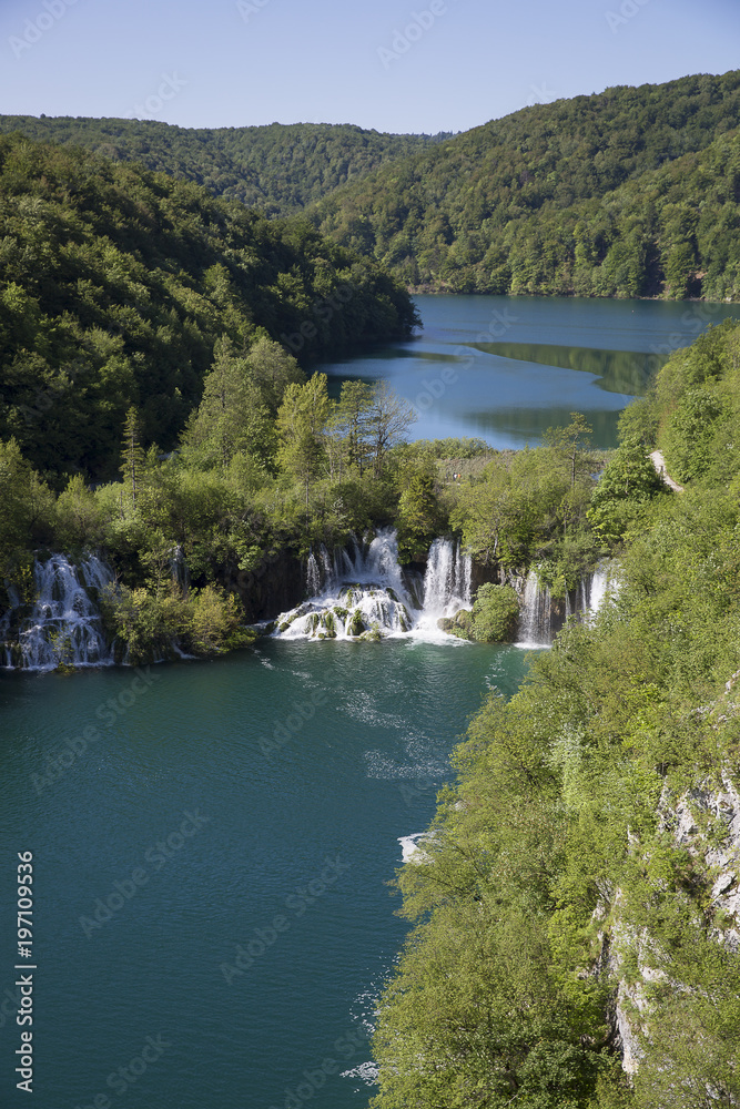 landscape with beautiful luxuriant nature and waterfalls at 