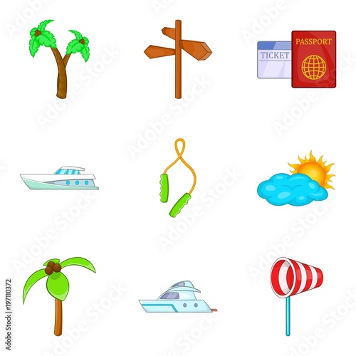 Free time icons set, cartoon style