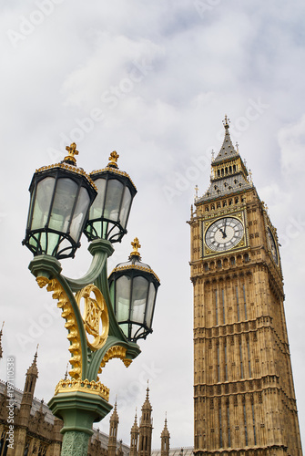 Big Ben and Lamp Post, London, England