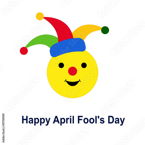 April fool's day. Smiley with a clown hat.