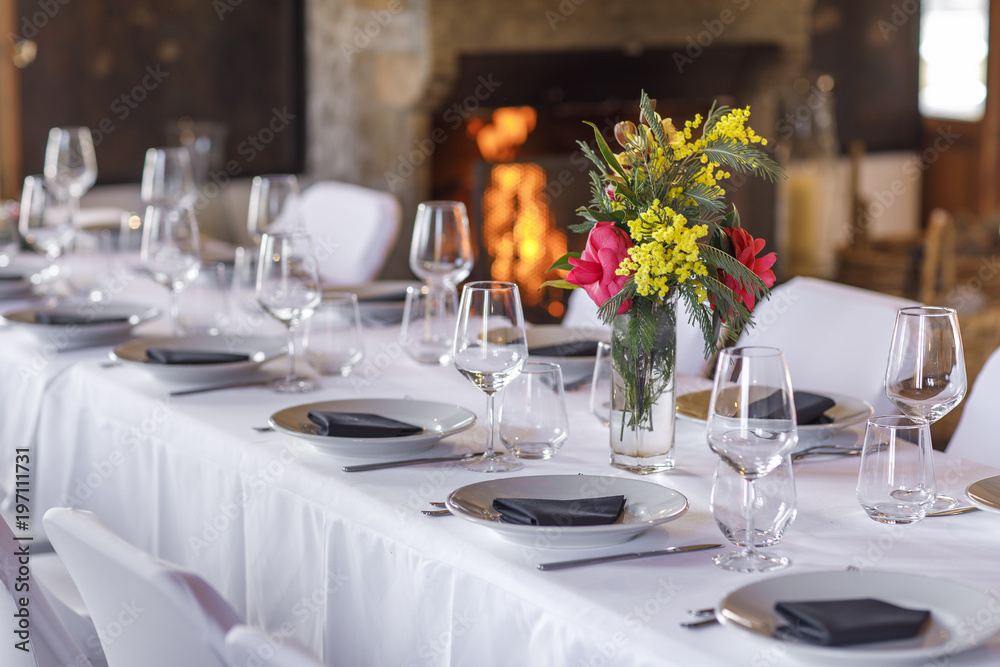 restaurant, interior, dining, table, empty, knife, food, nobody, tablecloth, setting, elegant, luxury