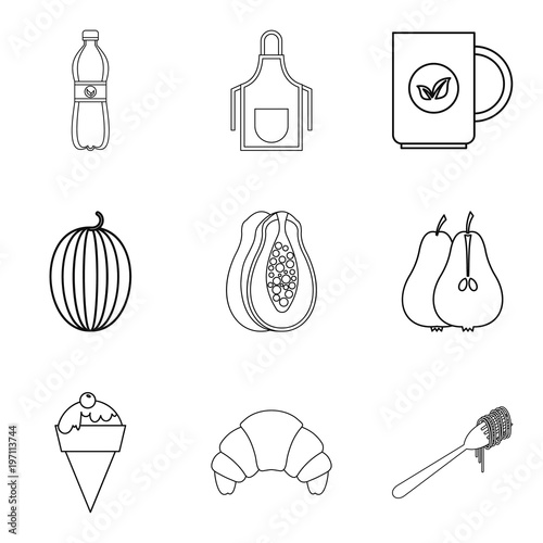 Menu icons set, simple style