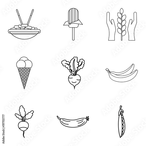 Main menu icons set, simple style