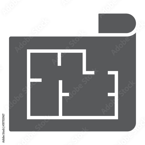 House Plan glyph icon, real estate and home, architectural blueprint sign vector graphics, a solid pattern on a white background, eps 10.