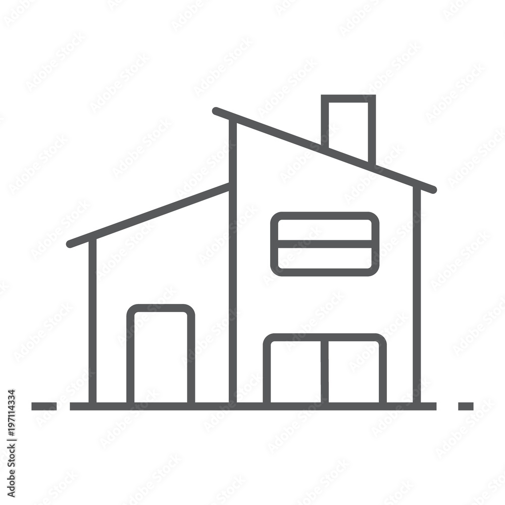 Two storey house thin line icon, real estate and home, house sign vector graphics, a linear pattern on a white background, eps 10. Two storey house thin line icon, real estate and home, house sign vector graphics, a linear pattern on a white background, eps 10.