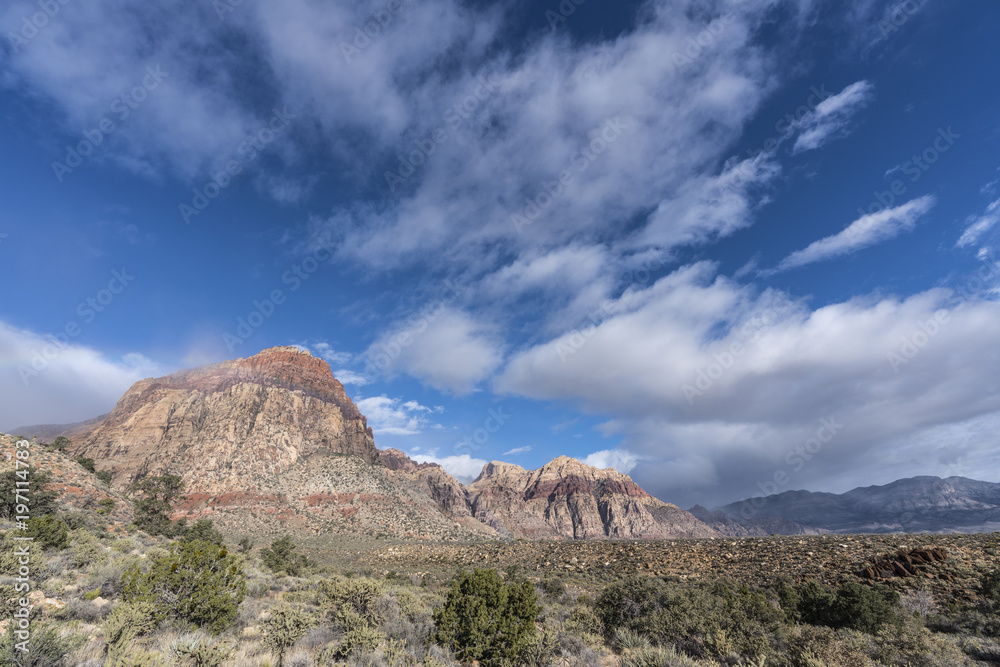 Winter clouds above Red Rock Canyon National Conservation Area near Las Vegas, Nevada.  