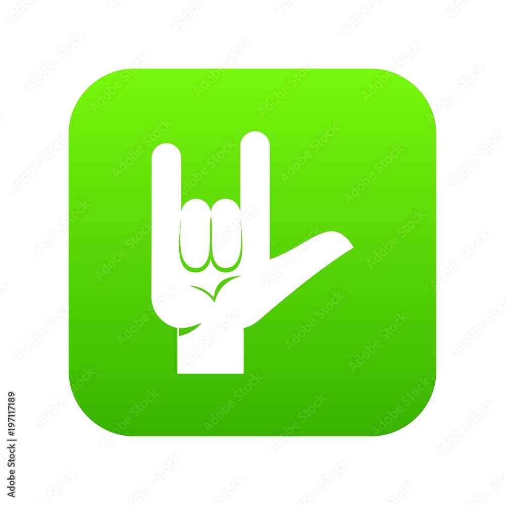 Obraz premium Rock gesture icon digital green