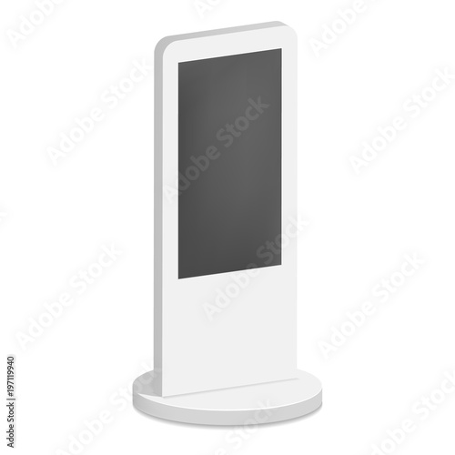 Touchscreen terminal mockup, realistic style