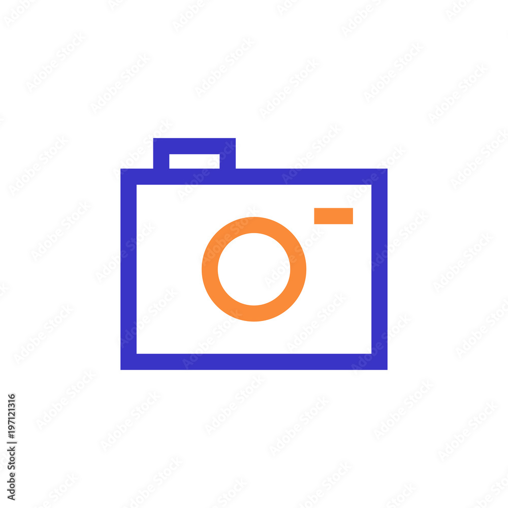 camera outline blue orange icon vector illustration