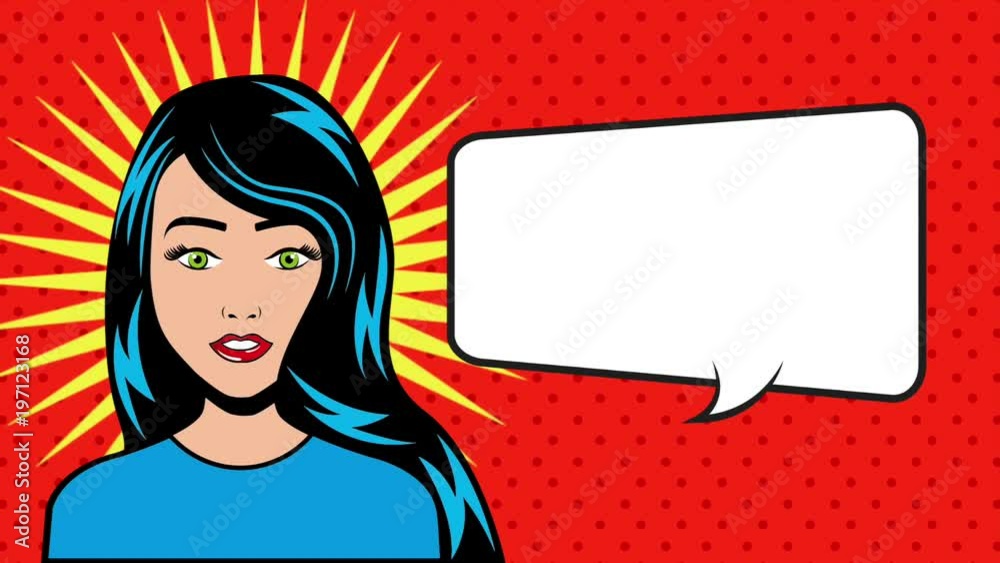 pop art face young beautiful woman winks on dots red background