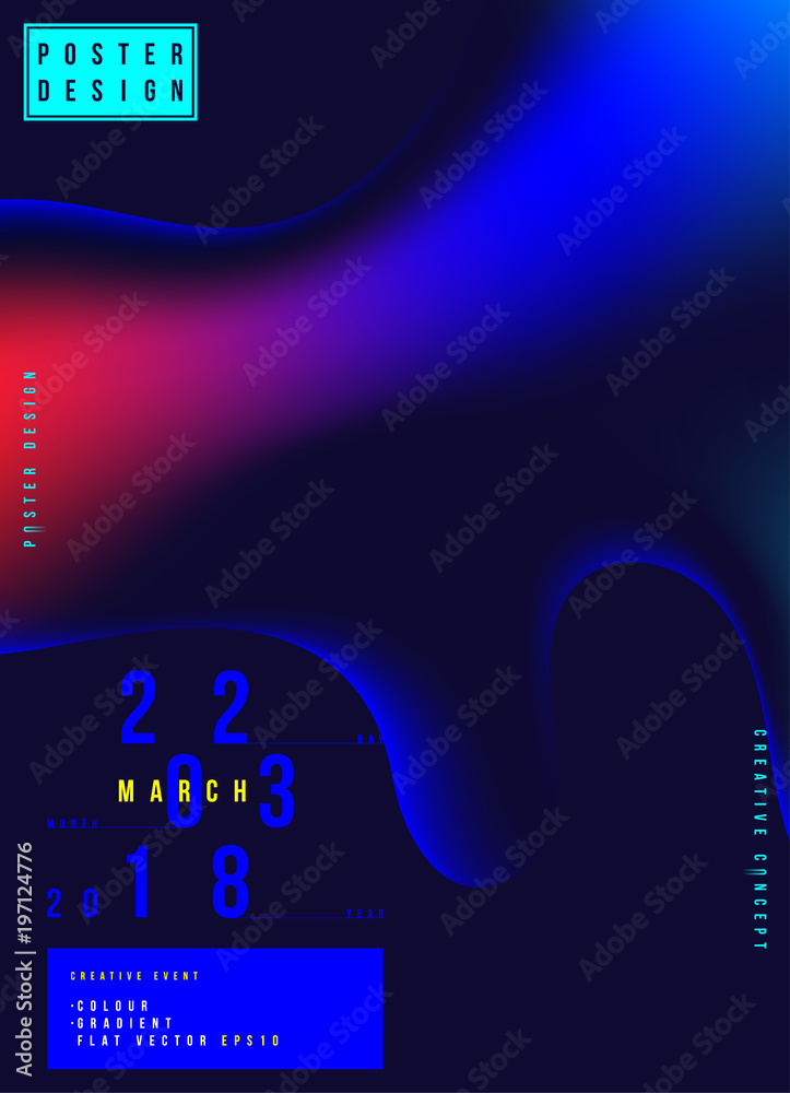 Abstract creative design poster with fluid colorful gradient. Template futuristic cover. Flat vector illustration EPS 10