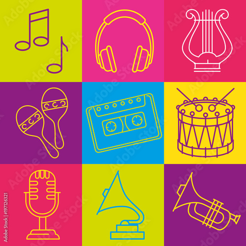 tropical instruments set icons vector illustration design photo