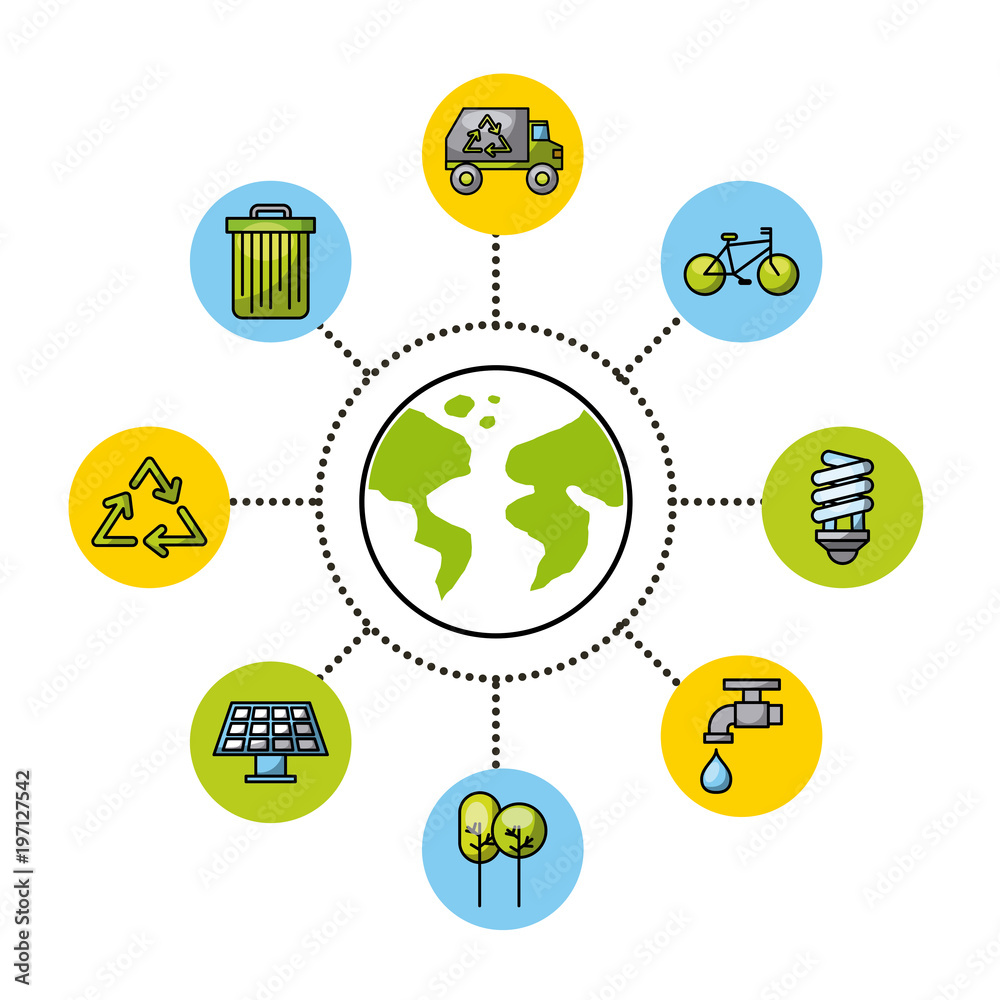 Fototapeta premium world ecology recyle environment energy concept vector illustration 