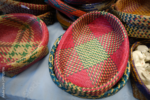 handcraft basket made from dried water hyacinth