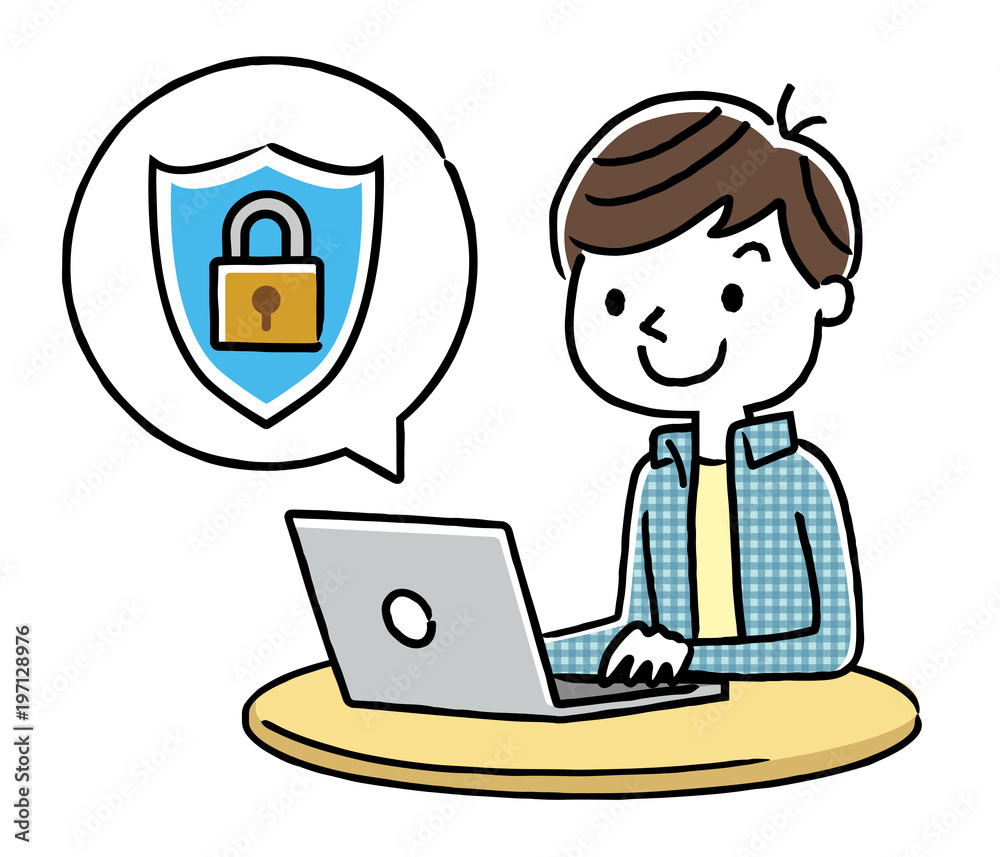 男の子：インターネット、セキュリティ