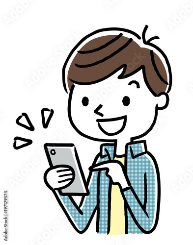 男の子：スマートフォン