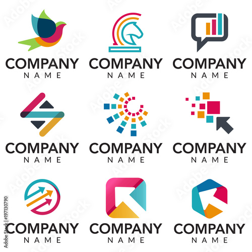 Digital marketing vector logo icon illustration collection 