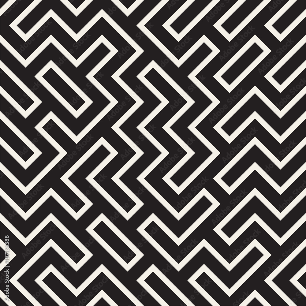 Stylish lines lattice. Ethnic monochrome texture. Abstract geometric background design. Vector seamless pattern. Stylish lines lattice. Ethnic monochrome texture. Abstract geometric background design. Vector seamless pattern.