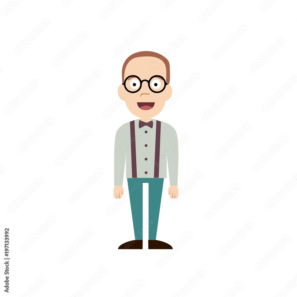 nerd guy flat illustration