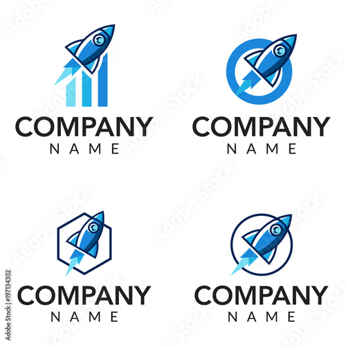 Rocket consulting vector logo icon illustration collection
