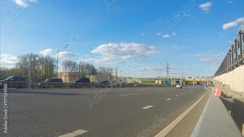 cars on a highway on a summer day timelapse