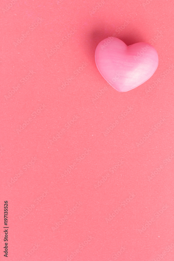 Red heart shape over table. Romantic Valentine Day concept with copy space.