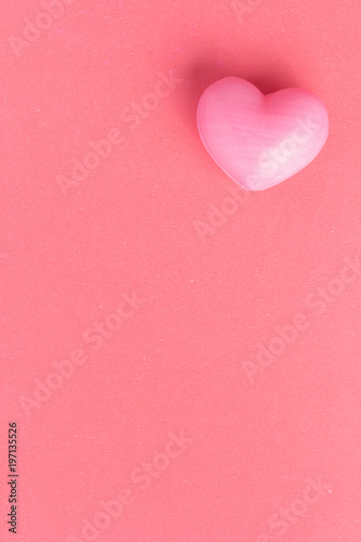 Red heart shape over table. Romantic Valentine Day concept with copy space.