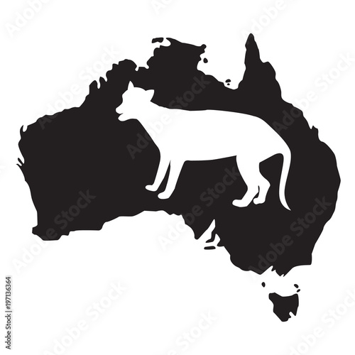 Marsupial wolf or thylacin silhouette