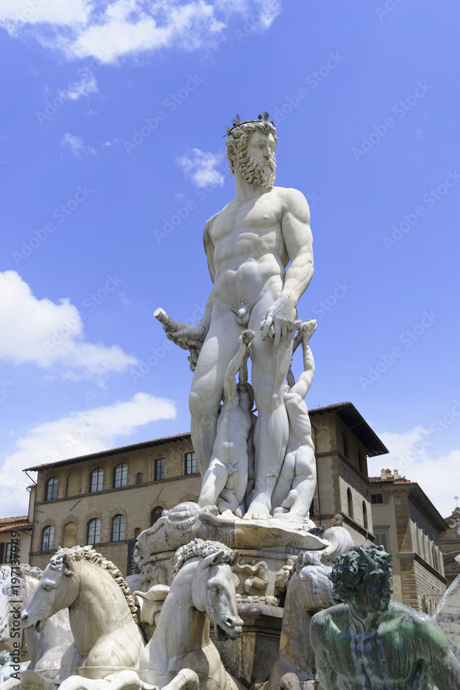 Der Neptunbrunnen von Bartolomeo Ammannati, 1575, Piazza della Signoria, Florenz, Toskana, Italien, Europa
