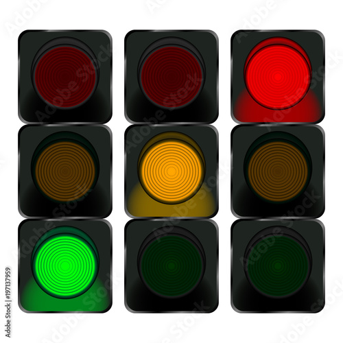 traffic lights, red light, orange light, green light