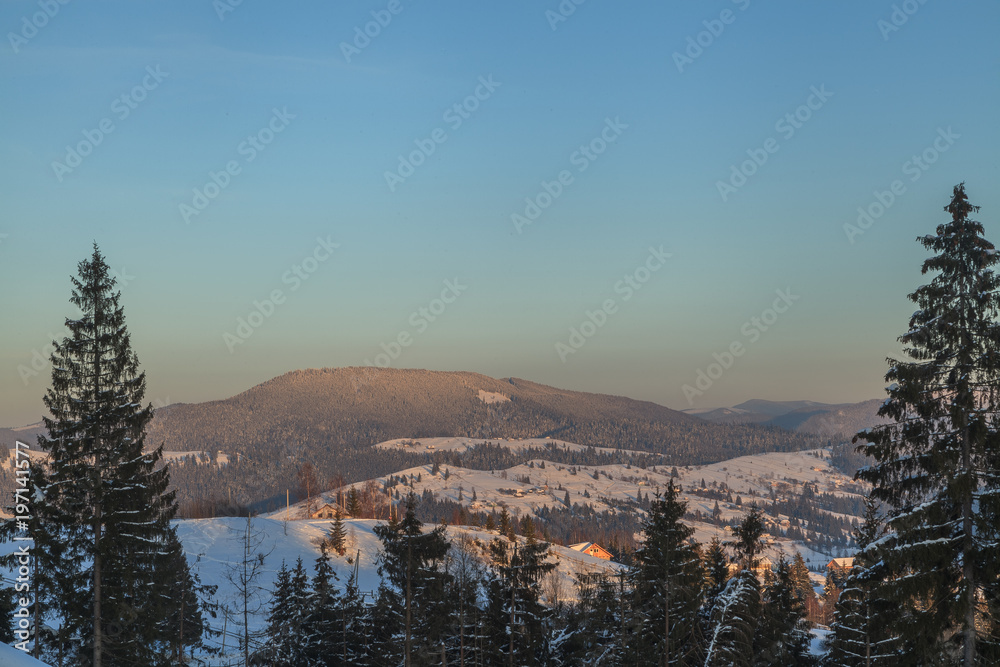 Sunset in carpathian mountains (Ukraine)