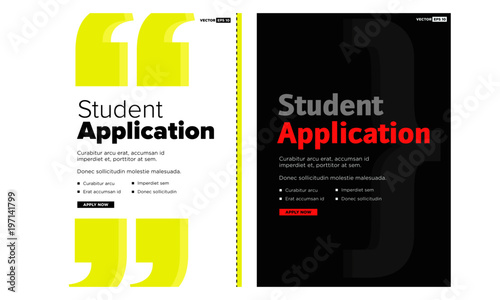 Student Application Page Layout with Bullet Points and Apply Now Button