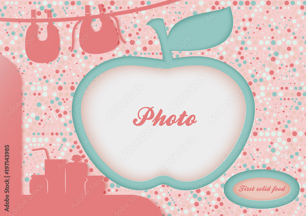 Template for the newborn baby photo album. First achievements of the baby Template for the newborn baby photo album. First achievements of the baby