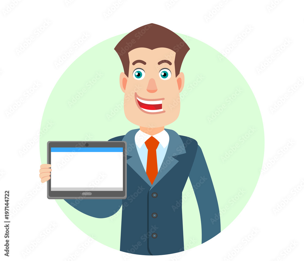 Businessman holding tablet PC