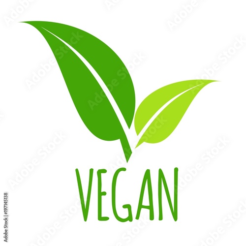 Vegan icon green leaf vector illustration isolated.