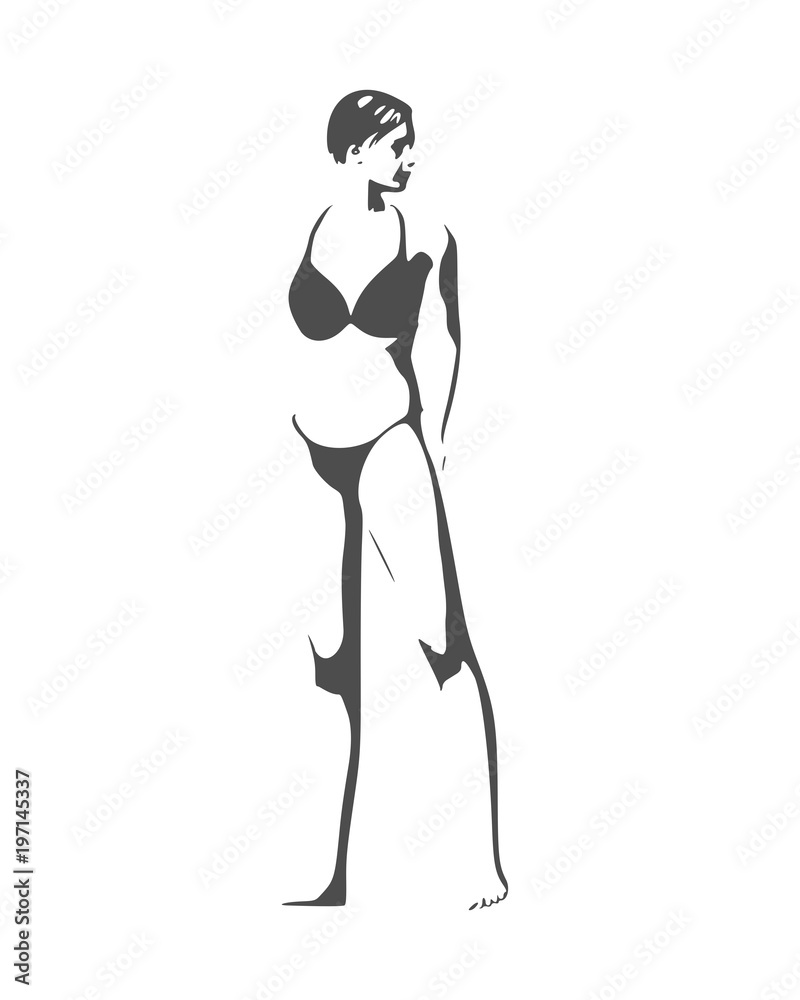 Beautiful sexy fitness girl. Pretty woman wearing bikini. Front view. Beautiful sexy fitness girl. Pretty woman wearing bikini. Front view.