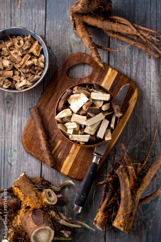 Fototapeta Naklejka Na Ścianę i Meble -  Sliced elecampane root