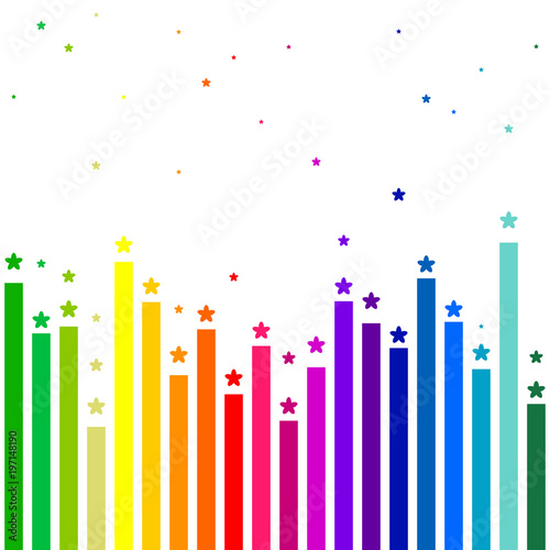 colorful lines and stars. horizontal seamless pattern and rainbow color concept. vector illustration.