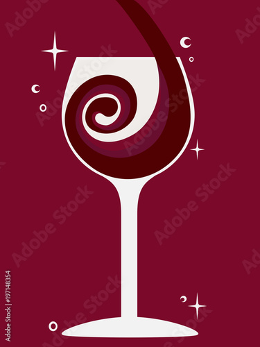 pouring red wine into the wine glass with Burgundy color background. food and drink design. color shades of red concept. vector illustration.
