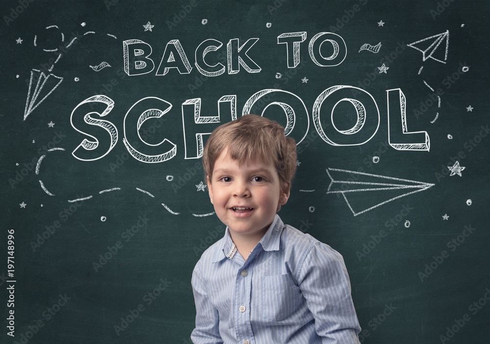 Cute boy with back to school concept Cute boy with back to school concept