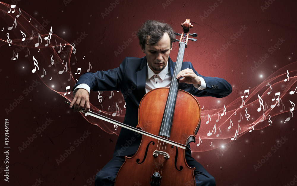 Fototapeta premium Lonely composer playing on cello