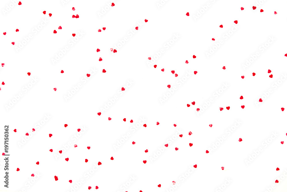 Red heart shape pattern on white paper background