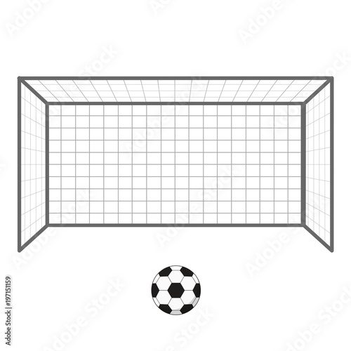 Football soccer goal and ball. Gates goalie isolated on white background. Vector illustration