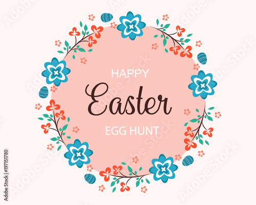 Design for easter day celebration on pink background. Vector template with lettering design.
