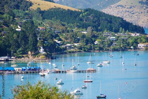 The picturesque harbour of Akaroa in New Zealand's South Island photo