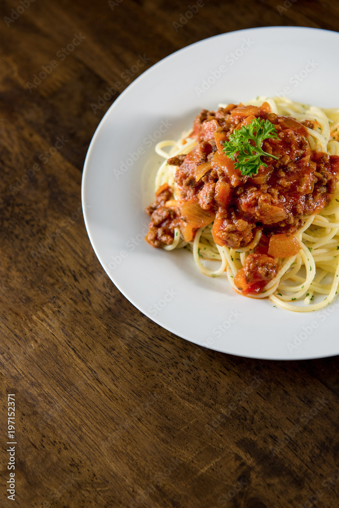 Italian spaghetti with bolognese meat sauce Italian spaghetti with bolognese meat sauce