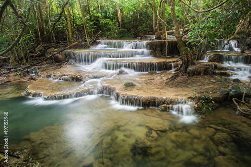 Huay Mae Kamin Waterfall  beautiful waterfall in rainforest at Kanchanaburi province  Thailand