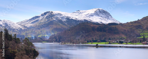 Snow covered mountains of Fairfield and St Sunday Crag in the Lake District, England, UK.