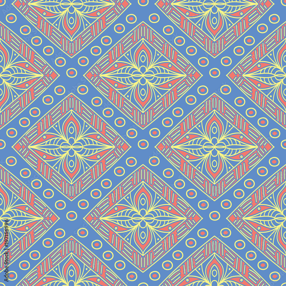 Geometric background. Blue seamless pattern