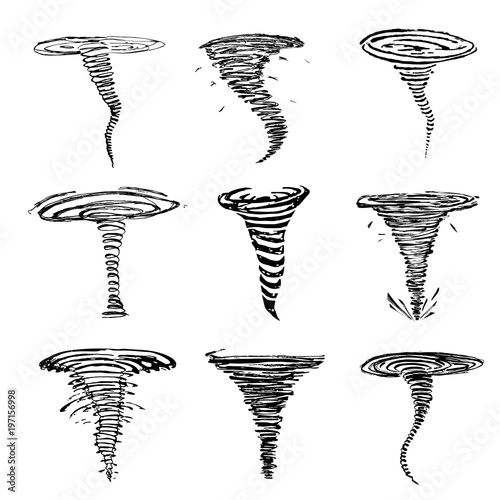 Set of tornado icons sketch. Vector